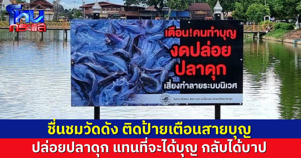วัดดังสุโขทัย ติดป้ายเตือน “งดปล่อยปลาดุกลงน้ำ” ทำลายระบบนิเวศ เหมือนปล่อยฝูงซอมบี้บุกหมู่บ้าน ทำบุญ แต่สุดท้ายได้บาปแทน