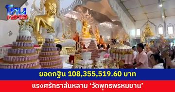 'วัดพุทธพรหมยาน' ยอดกฐินสูงลิ่วถึง 108,355,519.60 บาท