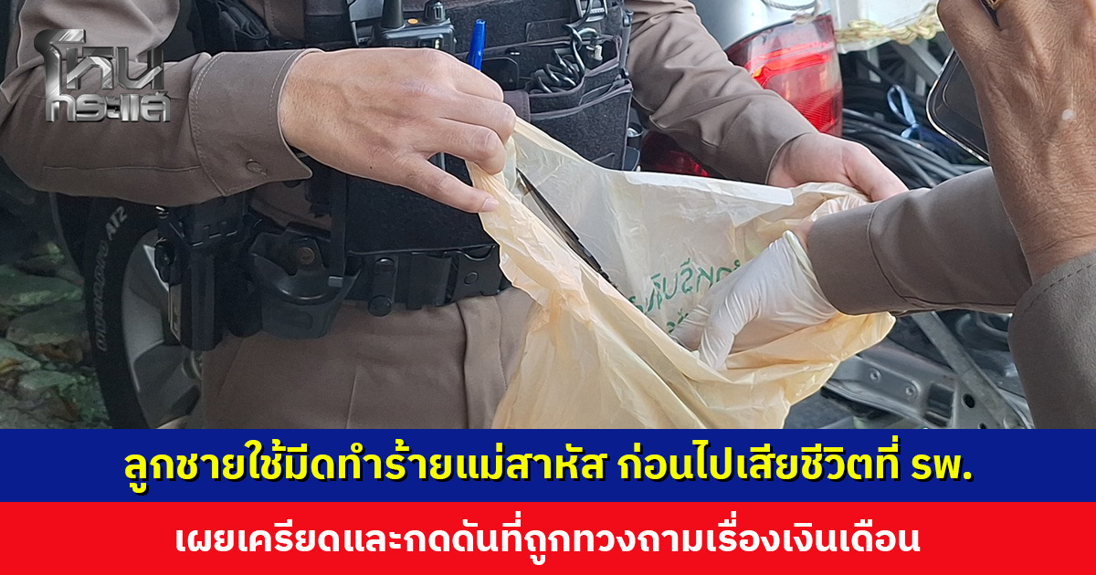 ลูกชายใช้มีดทำร้ายแม่สาหัส ก่อนไปเสียชีวิตที่ รพ. เผยเครียดและกดดันที่ถูกทวงถามเรื่องเงินเดือน