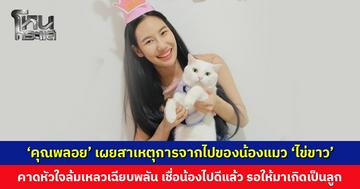 ‘คุณพลอย’ เผยสาเหตุการจากไปของน้องแมว ‘ไข่ขาว’ คาดหัวใจล้มเหลวเฉียบพลัน