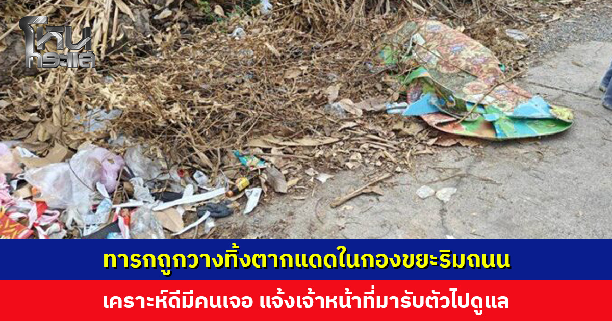 ทารกแรกคลอด สายสะดือยังไม่ได้ตัด ถูกวางทิ้งตากแดดในกองขยะริมถนน เคราะห์ดีมีคนเจอ แจ้ง จนท. มารับตัวไปดูแล