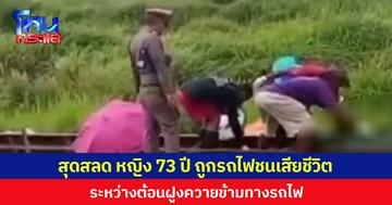 สุดสลด หญิง 73 ปี ถูกรถไฟชนเสียชีวิต ระหว่างต้อนฝูงควายข้ามทางรถไฟ