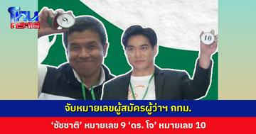 จับหมายเลขผู้สมัครผู้ว่าฯ กทม. ‘ชัชชาติ’ หมายเลข 9 ‘ดร. โจ’ หมายเลข 10