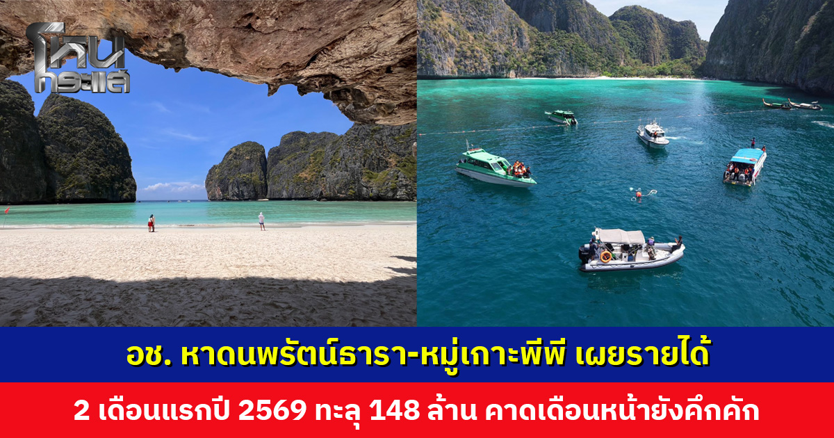 อช. หาดนพรัตน์ธารา-หมู่เกาะพีพี เผยรายได้ 2 เดือนแรกปี 2569 ทะลุ 148 ล้านบาท