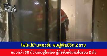 ไฟไหม้บ้านสองชั้น พบผู้เสียชีวิต 2 ราย แมวกว่า 30 ตัว ติดอยู่ในห้อง รอด 2 ตัว
