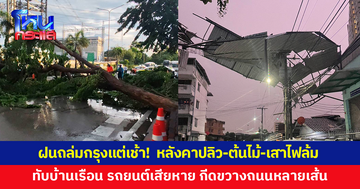 ฝนถล่มกรุงเทพฯ แต่เช้า! ต้นไม้-เสาไฟ-หลังคาปลิว ล้มทับบ้านเรือน รถยนต์เสียหาย