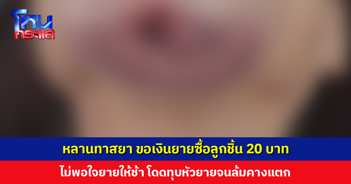 หลานทาสยา ขอเงินยายซื้อลูกชิ้น 20 บาท ไม่พอใจยายให้ช้า กระโดดใช้กำปั้นทุบหัวจากด้านหลัง ยายล้มคางแตก