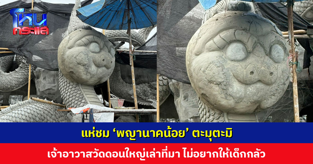 แห่ชม ‘พญานาคน้อย’ หน้าตาน่ารักตะมุตะมิ เจ้าอาวาสวัดดอนใหญ่เล่าที่มา ไม่อยากให้เด็กกลัว