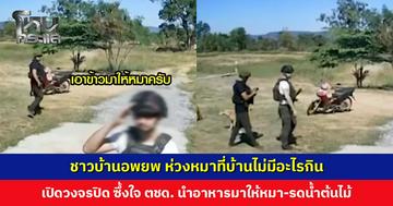 ชาวบ้านอพยพ 10 วัน ห่วงหมา 10 ตัวที่บ้านไม่มีอะไรกิน ล่าสุดเปิดวงจรปิดดู ซึ้งใจ ตชด. นำอาหารมาให้หมา