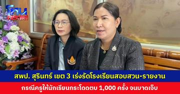 สพป. สุรินทร์ เขต 3 เร่งโรงเรียนสอบสวนและรายงานข้อเท็จจริง กรณีครูลงโทษนักเรียน ให้กระโดดตบ 1,000 ครั้ง 