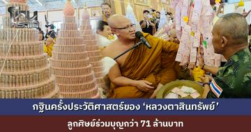 กฐินครั้งประวัติศาสตร์ของ ‘หลวงตาสินทรัพย์’ ลูกศิษย์ร่วมบุญกว่า 71 ล้านบาท