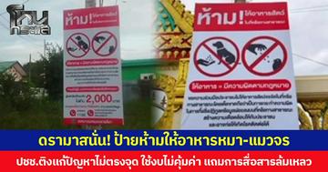 ดรามาสนั่น! ป้ายห้ามให้อาหารหมา-แมวจร ปชช.ติงแก้ปัญหาไม่ตรงจุด ใช้งบไม่คุ้มค่า แถมการสื่อสารล้มเหลว
