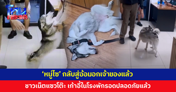 'หมู่ไซ' ไซบีเรียนหลงทาง กลับสู่อ้อมอกเจ้าของแล้ว งานนี้ชาวเน็ตแซวโต๊ะ เก้าอี้ในโรงพักรอดปลอดภัยแล้ว
