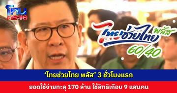 ‘เอกนิติ’ เผย ‘ไทยช่วยไทย พลัส’ 3 ชั่วโมงแรก ยอดใช้จ่ายทะลุ 170 ล้านบาท ประชาชนใช้สิทธิเกือบ 9 แสนคน