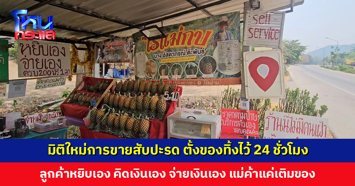 มิติใหม่การขายสับปะรด ตั้งของทิ้งไว้ 24 ชั่วโมง ลูกค้าหยิบเอง คิดเงินเอง จ่ายเงินเอง แม่ค้าไม่ว่างเฝ้าร้าน
