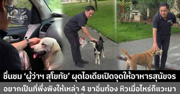 ชื่นชม 'ผู้ว่าฯ สุโขทัย' ผุดไอเดียเปิดจุดให้อาหารสุนัขจรจัด และประกาศหาผู้ใจบุญอยากรับเลี้ยงสุนัขจร 