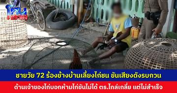 ชายวัย 72 ร้องข้างบ้านเลี้ยงไก่ชน ขันเสียงดังรบกวน เจ้าของไก่บอกห้ามไก่ขันไม่ได้ ตำรวจไกล่เกลี่ยไม่สำเร็จ
