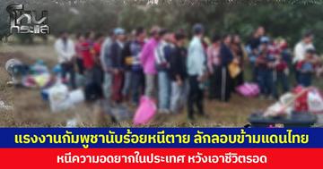 แรงงานกัมพูชานับร้อยหนีตาย ลักลอบข้ามแดนไทย หนีความอดยากในประเทศ หวังเอาชีวิตรอด