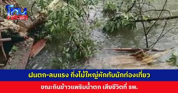 สลด... ฝนตก-ลมแรง กิ่งไม้ใหญ่หักทับนักท่องเที่ยว ขณะกินข้าวที่แพริมน้ำตก เสียชีวิตที่ รพ.